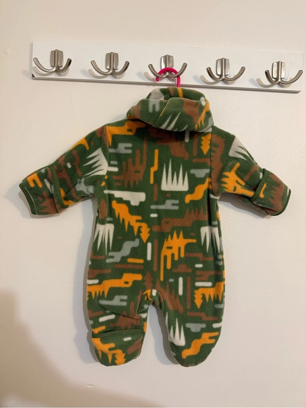 Columbia Green, Brown & Yellow Patterned Fleece Infant One-Piece
